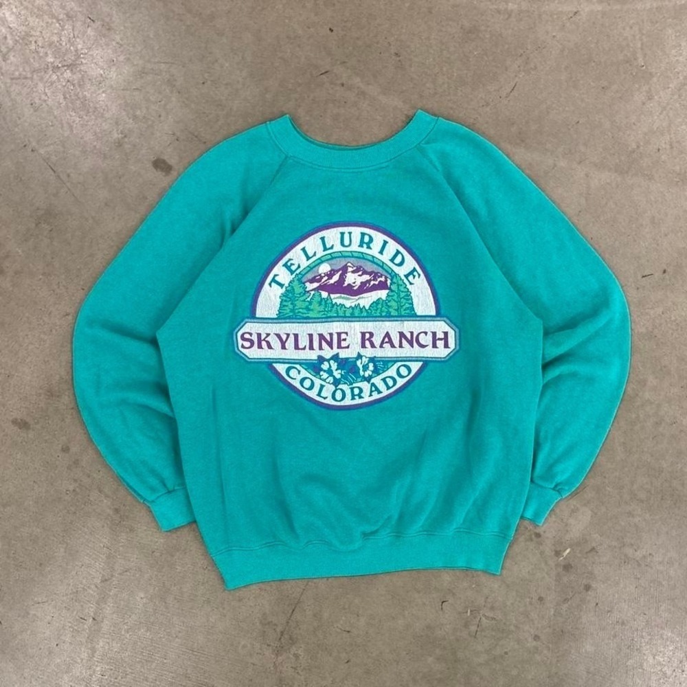 Vintage Telluride Colorado Skyline Ranch Hanes Destination Nature Sweatshirt L